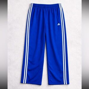 Y2K Adidas Wide Leg Track Pants Men XL Blue 3 Stripes Loose Streetwear Comfy